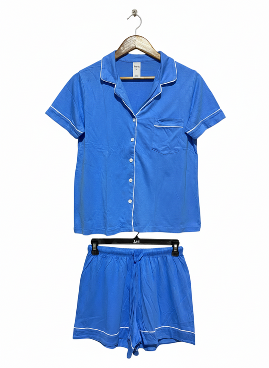 & ME |M| CLASSIC CORNFLOWER BLUE PAJAMA SET - SHORT-SLEEVE BUTTON-DOWN & MATCHING SHORTS