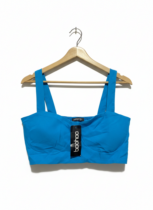BOOHOO |XL| BUST 18| BRIGHT BLUE BUSTIER SPORTS CROP - SWEETHEART NECKLINE