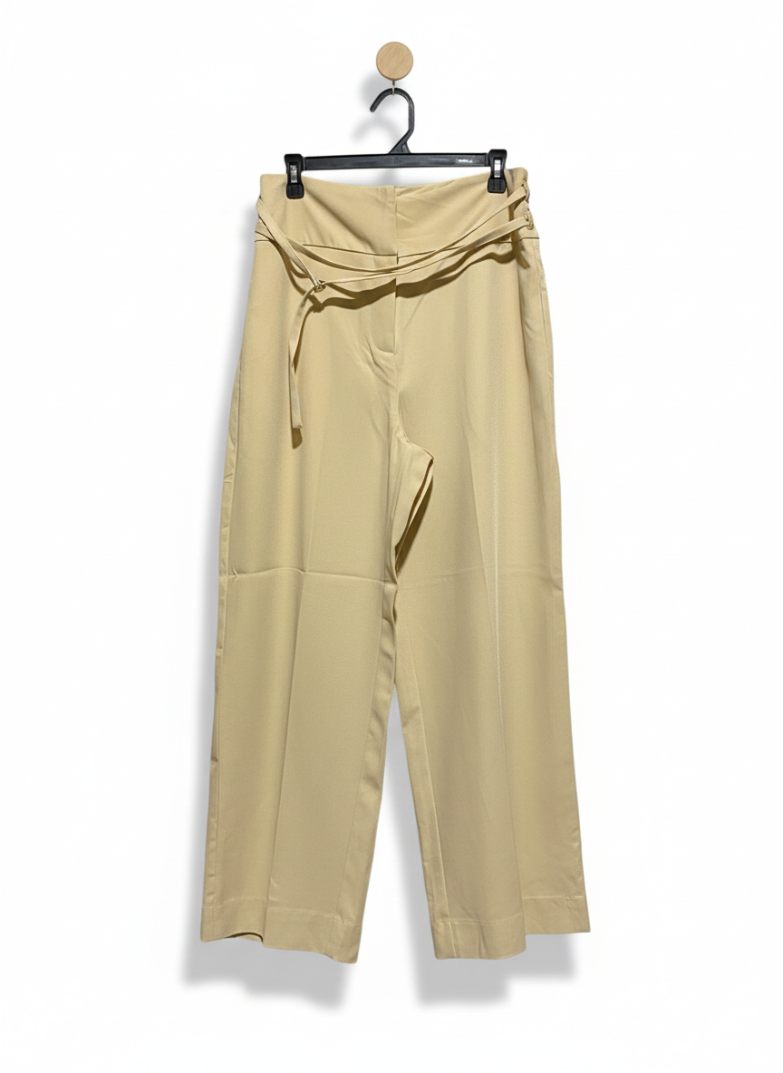 RECKLESS |XL| WAIST 30| WOMEN’S HIGH-WAISTED WIDE-LEG TROUSERS - SOPHISTICATED BEIGE CHINO PANTS