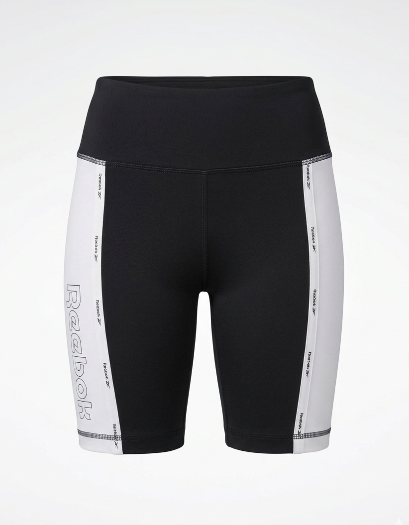 REEBOK |XS| WAIST 24| B7| HIGH-WAISTED BLACK AND WHITE COLORBLOCK BIKER SHORTS