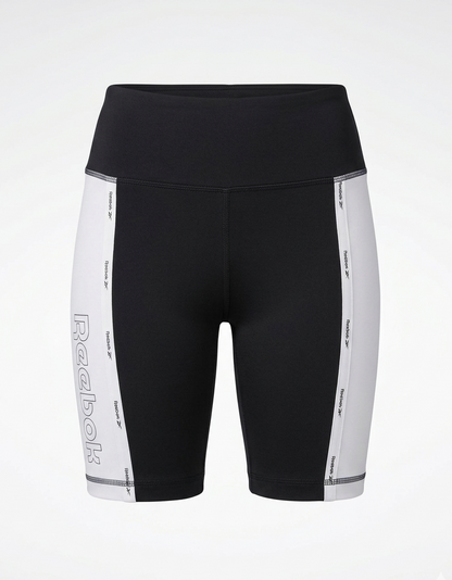 REEBOK |XS| WAIST 24| B7| HIGH-WAISTED BLACK AND WHITE COLORBLOCK BIKER SHORTS