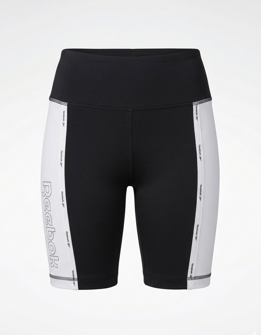 REEBOK |XS| WAIST 24| B7| HIGH-WAISTED BLACK AND WHITE COLORBLOCK BIKER SHORTS