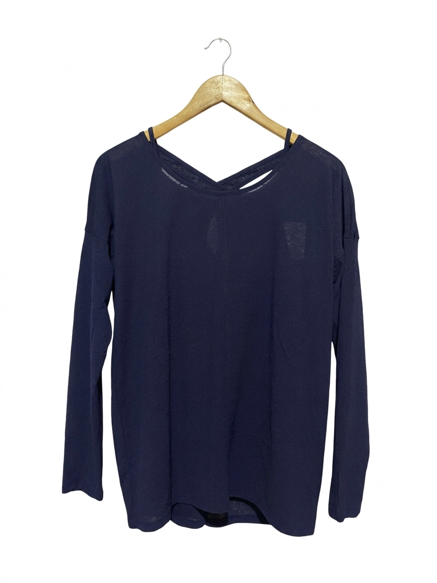 NEXT |L| WAIST 18| B9| NAVY BLUE LONG SLEEVE CROSS-BACK DETAIL TOP