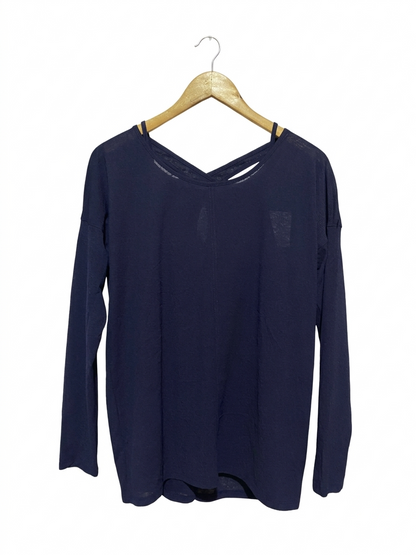 NEXT |L| WAIST 18| B9| NAVY BLUE LONG SLEEVE CROSS-BACK DETAIL TOP