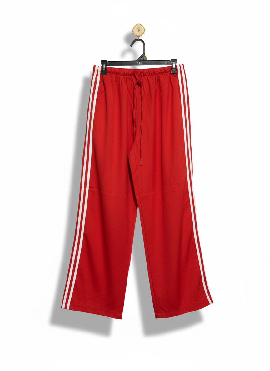 SHEIN |L| WAIST 28| VIBRANT RED WIDE-LEG TRACK PANTS WITH CONTRAST SIDE STRIPES