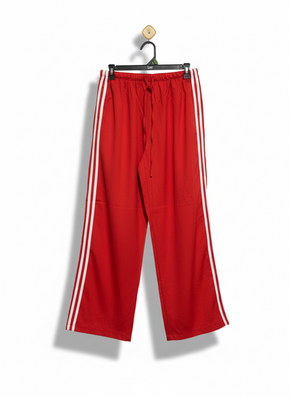 SHEIN |L| WAIST 28| VIBRANT RED WIDE-LEG TRACK PANTS WITH CONTRAST SIDE STRIPES