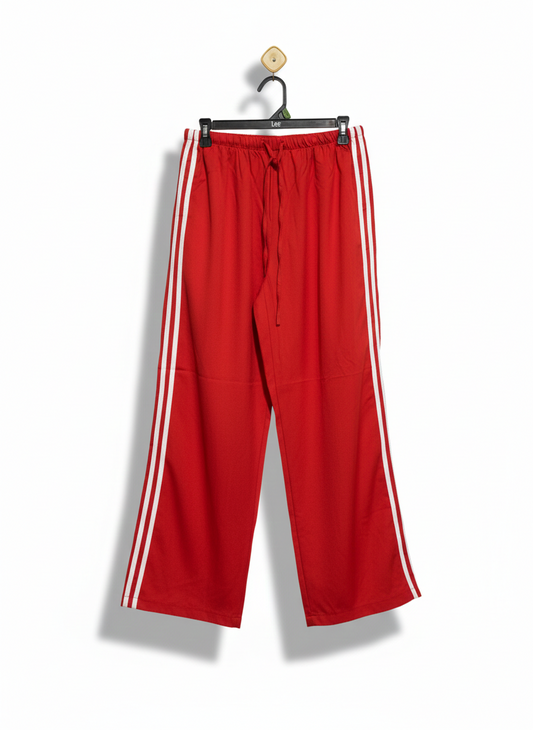 SHEIN |L| WAIST 28| VIBRANT RED WIDE-LEG TRACK PANTS WITH CONTRAST SIDE STRIPES