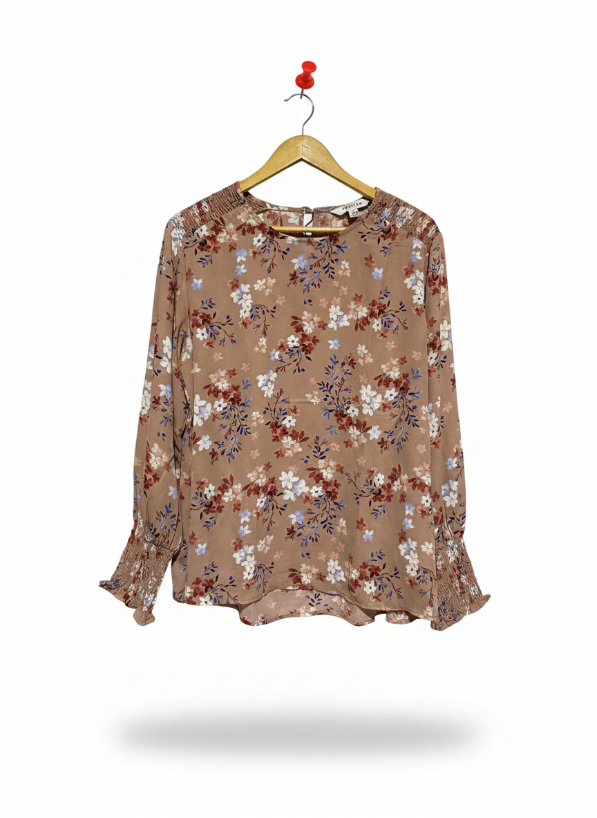 PREVIEW |L| BUST 21| KHAKI FLORAL BLOUSE