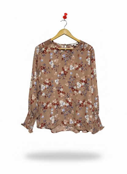 PREVIEW |L| BUST 21| KHAKI FLORAL BLOUSE