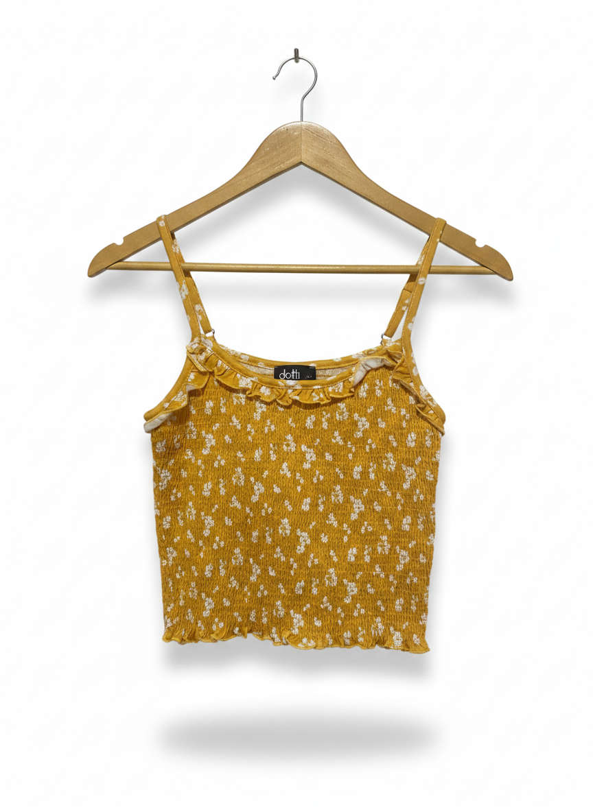 DOTTI |XS| BUST 13|C2|YELLOW FLORAL SMOCKED CROP TOP