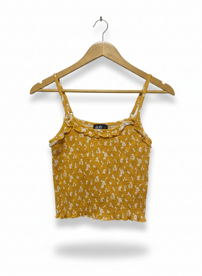 DOTTI |XS| BUST 13|C2|YELLOW FLORAL SMOCKED CROP TOP