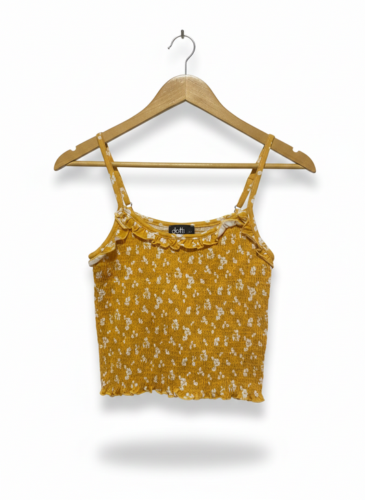 DOTTI |XS| BUST 13|C2|YELLOW FLORAL SMOCKED CROP TOP