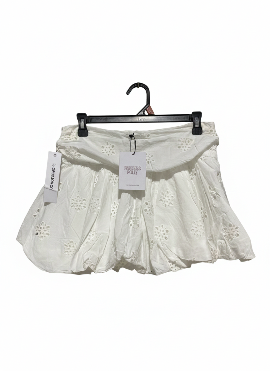 PRINCESS POLLY |M| WAIST 29| WHITE EYELET MINI SKIRT