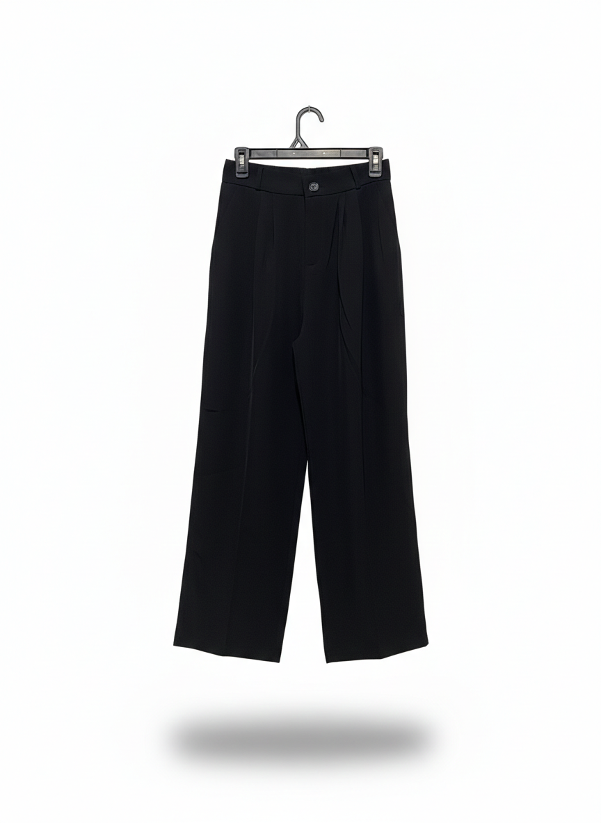 STRAIGHT-FIT PLEATED TROUSERS |M| WAIST 26|