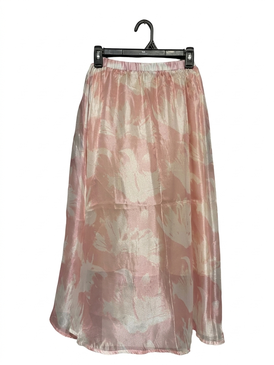 DAZY |XS| WAIST 24| B20| PINK AND CHAMPAGNE ABSTRACT SHIMMER MAXI SKIRT