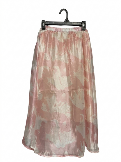DAZY |XS| WAIST 24| B20| PINK AND CHAMPAGNE ABSTRACT SHIMMER MAXI SKIRT
