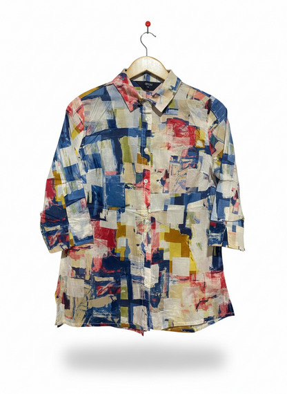 GIVONI |M| BUST 20| VIBRANT MULTICOLOR ABSTRACT GEOMETRIC BLOUSE