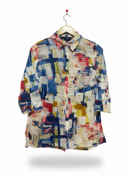 GIVONI |M| BUST 20| C9| VIBRANT MULTICOLOR ABSTRACT GEOMETRIC BLOUSE