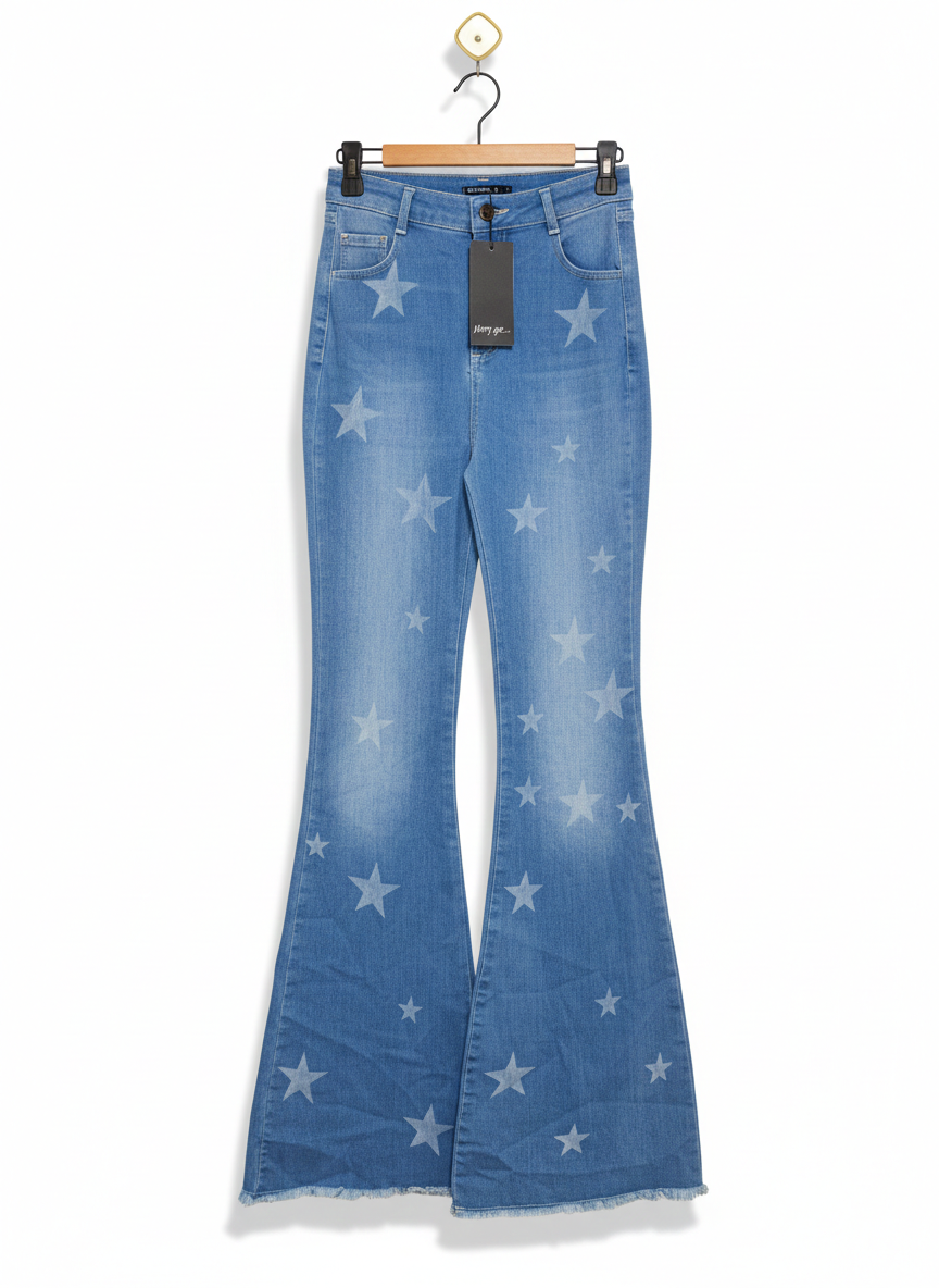 NASTY GAL |M| WAIST 26| VINTAGE-INSPIRED STAR PRINT FLARE JEANS
