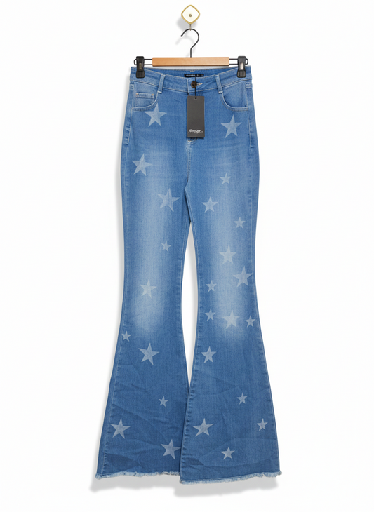 NASTY GAL |M| WAIST 26| VINTAGE-INSPIRED STAR PRINT FLARE JEANS