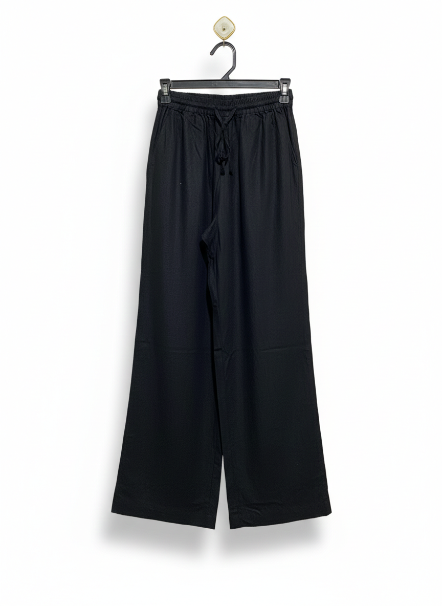 COTTON ON |S| WAIST 24| BLACK WIDE-LEG DRAWSTRING TROUSERS