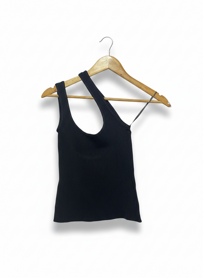 ZIMMERMANN |XS| BUST 11| Black Ribbed Knit Asymmetrical Tank Top