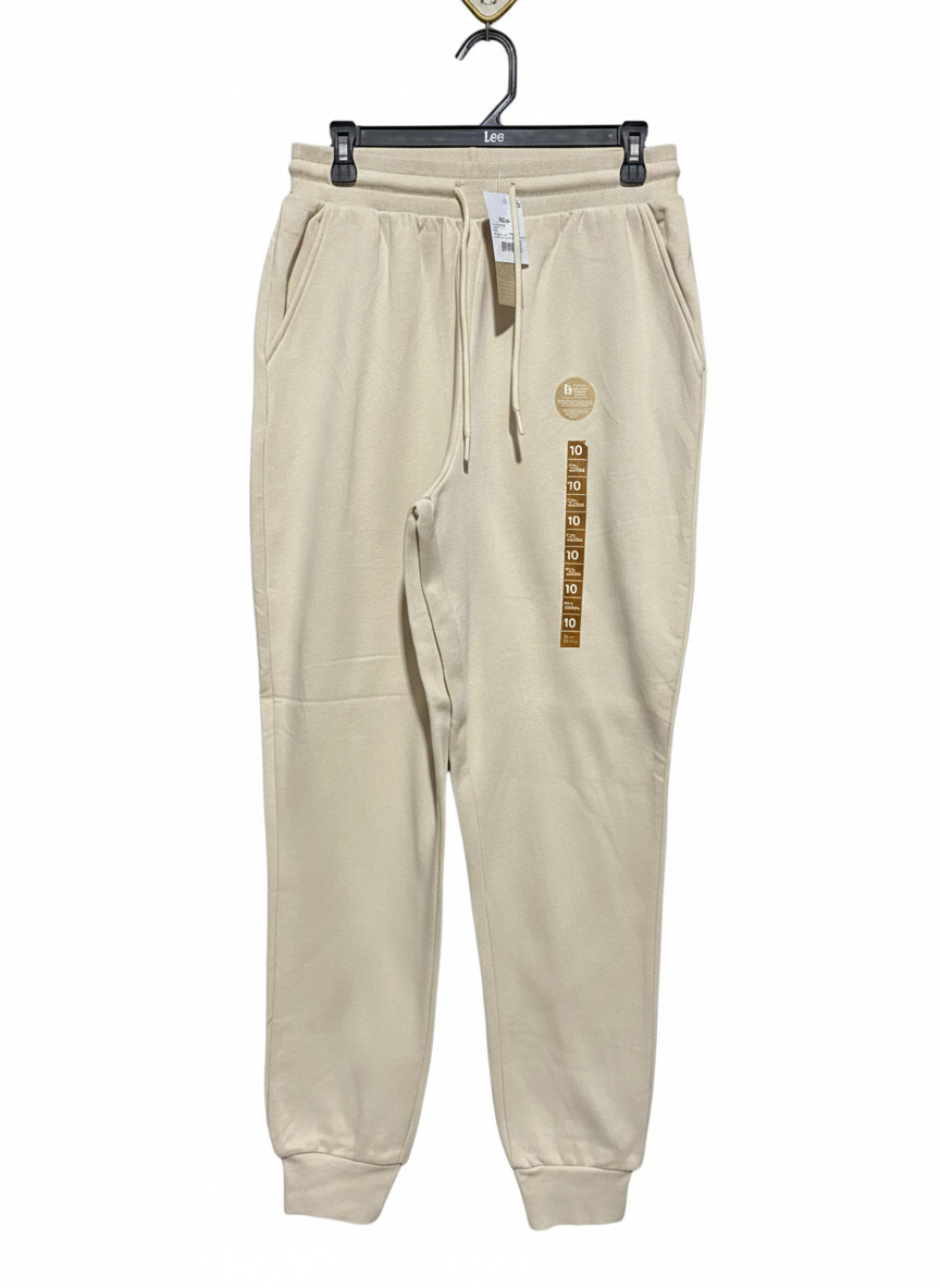 ANKO |M| WAIST 28|C1| WOMEN'S CREAM FLEECE JOGGERS - HIGH-WAISTED LOUNGE PANTS WITH CUFFED ANKLES