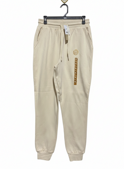 ANKO |M| WAIST 28|C1| WOMEN'S CREAM FLEECE JOGGERS - HIGH-WAISTED LOUNGE PANTS WITH CUFFED ANKLES