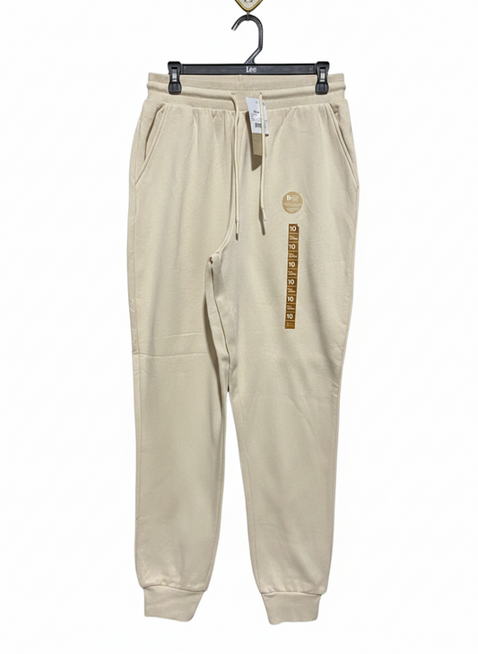 ANKO |M| WAIST 28|C1| WOMEN'S CREAM FLEECE JOGGERS - HIGH-WAISTED LOUNGE PANTS WITH CUFFED ANKLES