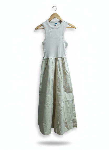 OLD NAVY|XS|BUST 11|all Beige Brown Jersey & Woven Mix Fabric Midi Dress