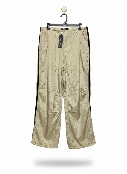 MOTEL |XL| WAIST 34| METALLIC CHAMPAGNE WIDE-LEG TRACK PANTS