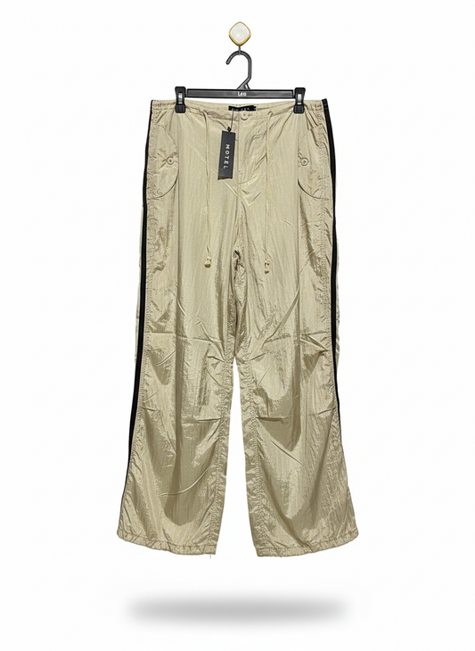 MOTEL |XL| WAIST 34| C7|  METALLIC CHAMPAGNE WIDE-LEG TRACK PANTS