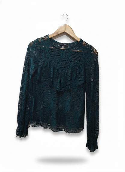 New Look Long-Sleeve Embroidered Lace Top