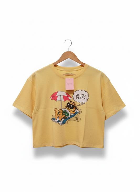 FOREVER21|XL|BUST 21.5|Yellow Applique Boxy Fit T-shirt