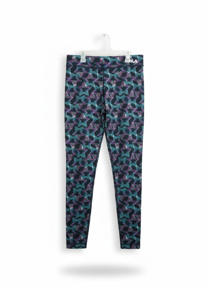 FILA SPORT |M|WAIST 32|Abstract Stars Stretch Running Leggings