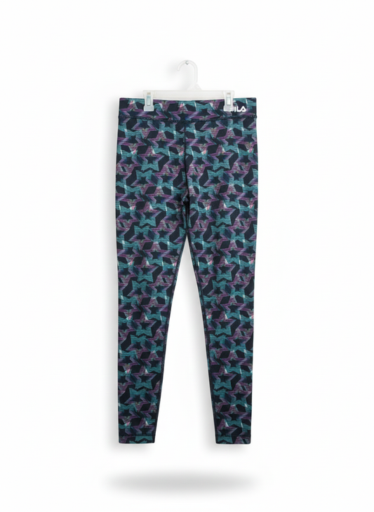 FILA SPORT |M|WAIST 32|Abstract Stars Stretch Running Leggings