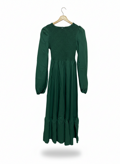 SHEIN |M| BUST 12| C6| FOREST GREEN SMOCKED MAXI DRESS