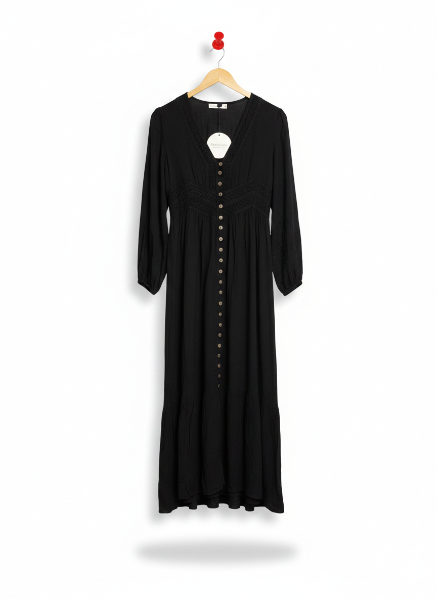 RUSTTYDUSTTY |M| BUST 17| C5| BROWN SUGAR MAXI DRESS - BLACK