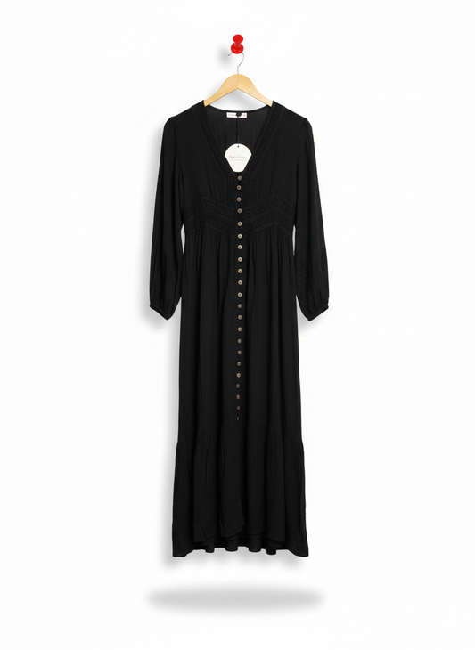 RUSTTYDUSTTY |M| BUST 17| C5| BROWN SUGAR MAXI DRESS - BLACK