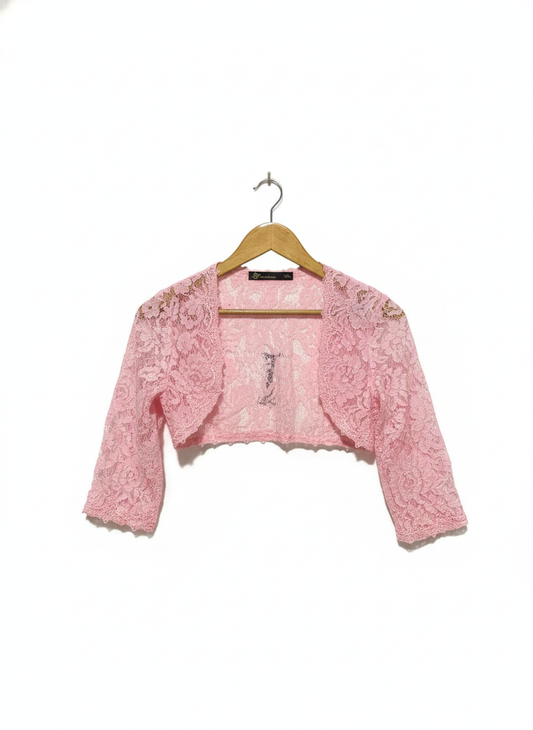 JUSDEPOM |S\M| BUST 17| Women's Sheer Floral Lace Open Front Shrug