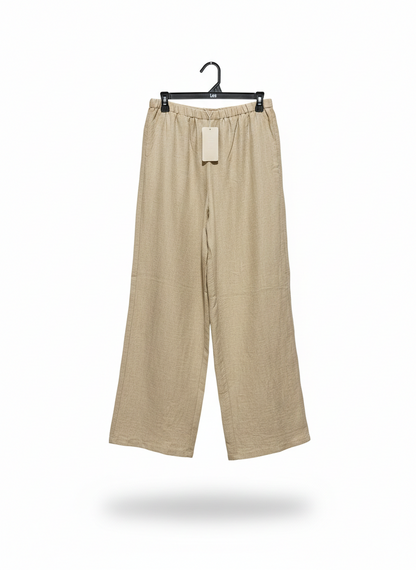 MUSERA |L| WAIST 30| C7| BEIGE LINEN-BLEND WIDE-LEG TROUSERS