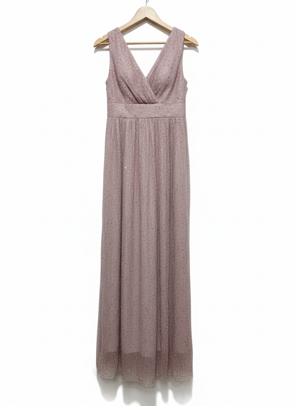 SHEIN  Dress V Neck Sleeveless Elegant Floor Length Chiffon with Sequin