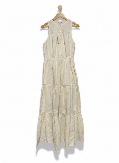 LITTLE LIES |M| BUST 17| IVORY EMBROIDERED TIERED MAXI DRESS