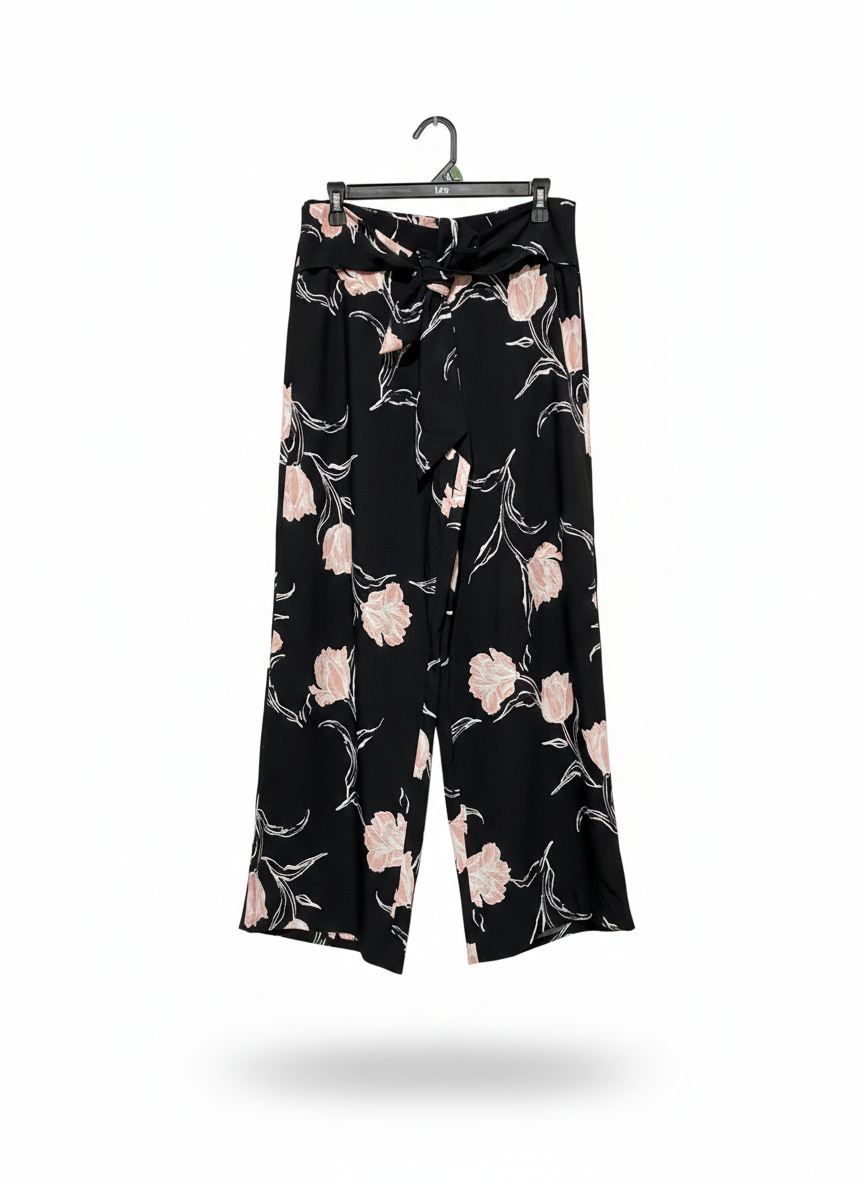 PORTMONS |L| WAIST 30| BLACK FLORAL PALAZZO PANTS