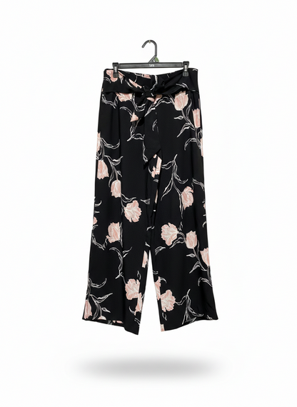 PORTMONS |L| WAIST 30| BLACK FLORAL PALAZZO PANTS
