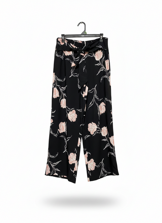 PORTMONS |L| WAIST 30| BLACK FLORAL PALAZZO PANTS