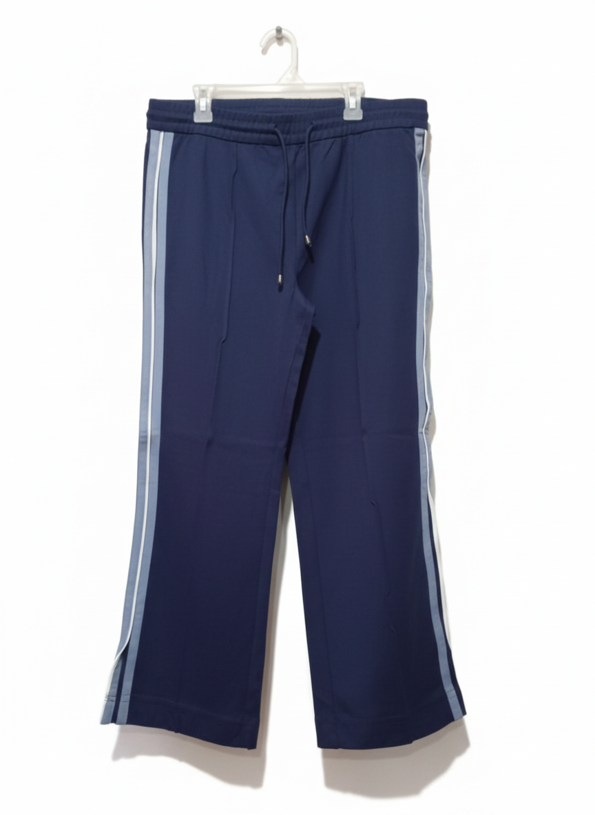 GEORGE |XL| WAIST 34| C8| NAVY CRINKLE JERSEY WIDE LEG TROUSERS