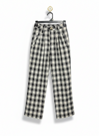 BLACK & WHITE CHECKERED TAILORED TROUSERS |XS| WAIST 24|
