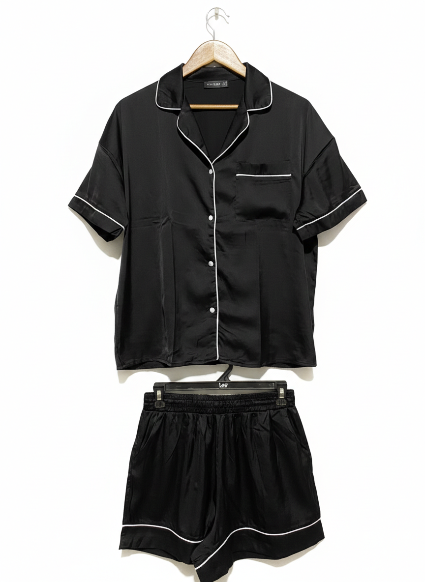 MINX SLEEP |M| CLASSIC BLACK SATIN PAJAMA SET