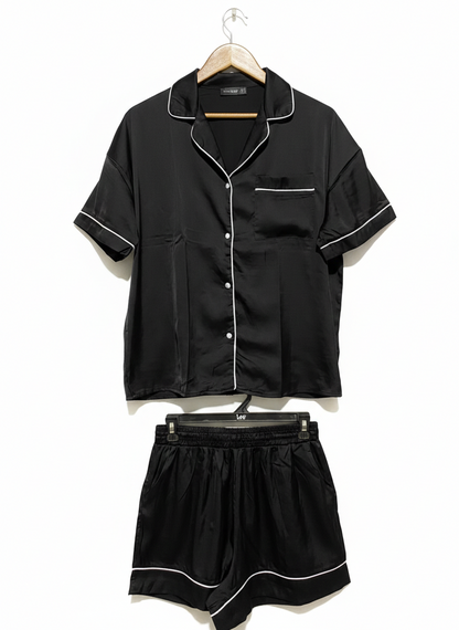 MINX SLEEP |M| CLASSIC BLACK SATIN PAJAMA SET